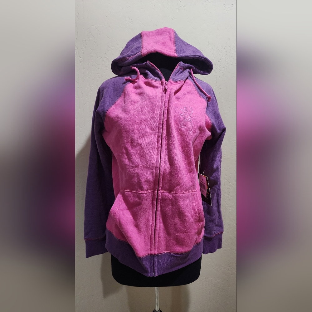 Browning Women Purple and Pink Long Sleeve Full Zip Sweatshirt NWT